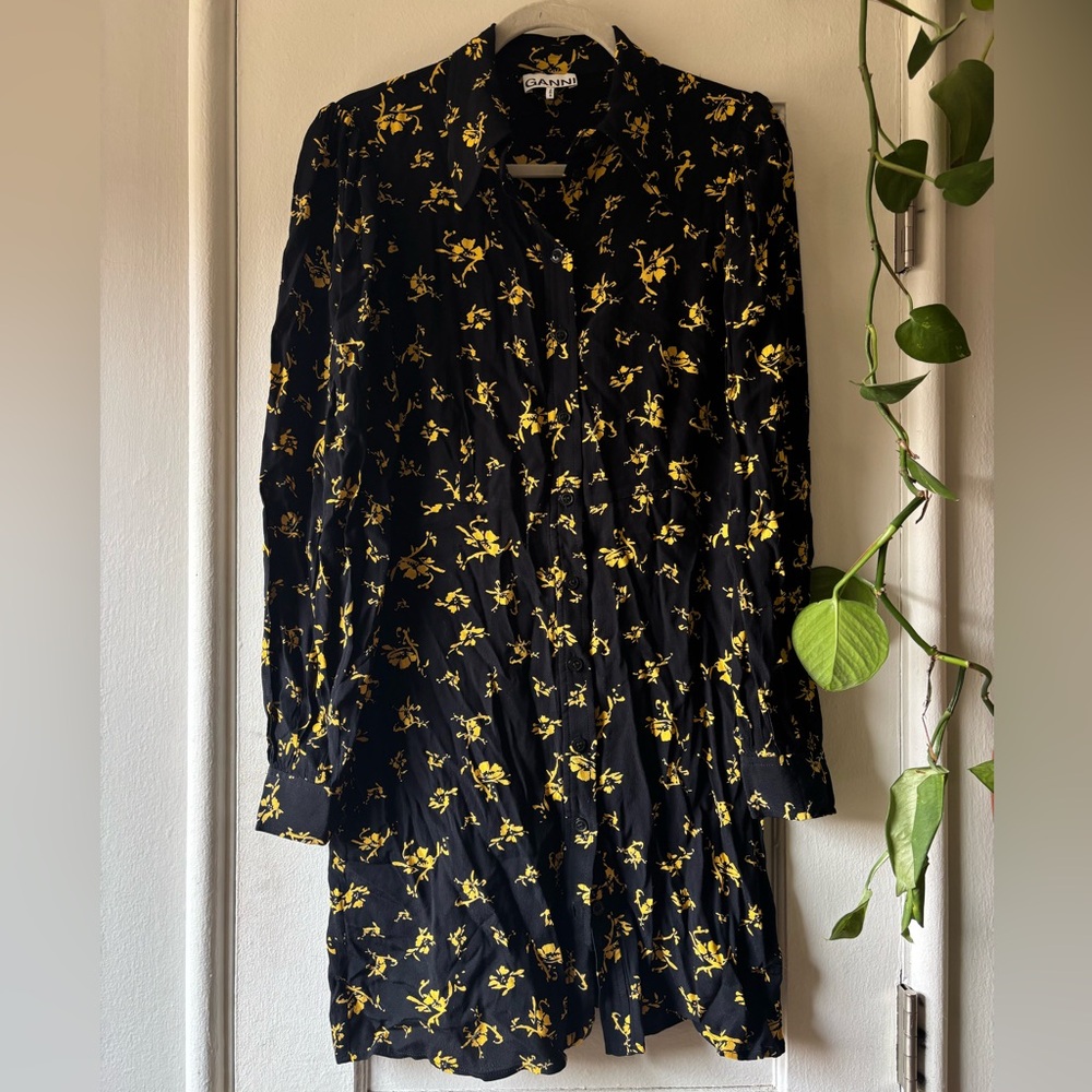Ganni Long Sleeve Mini Dress